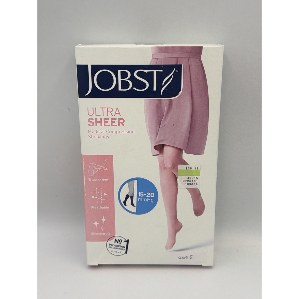 JOBST UltraSheer Knee High Compression Stockings Large Natural Beige 15-20 mmHg